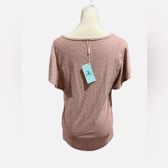 NWT eyelet top with ruffle sleeves, light pink - Picture 2 of 6